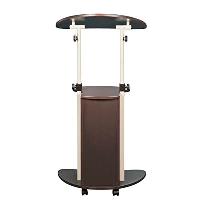 Techni Mobili Sit-to-Stand Rolling Adjustable Storage Medical Laptop Computer Cart, Chocolate, B005 | Adjustable height rolling laptop cart with storage, open shelf, wheels, sit‑to‑stand ideal for podium office medical use - color: Chocolate