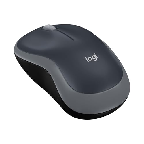 Logitech M185 Compact Ambidextrous 2.4 GHz Wireless Mouse - Swift Grey | Ambidextrous mouse with 2.4 GHz USB-A Nano Receiver, Optical Tracking, 12-Months Battery Life, PC, Mac, Laptop compatible - color: Swift Grey, size: 1 Pack, style: USB Receiver