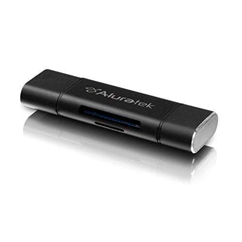 Aluratek USB-C and USB 3.1 SD & MicroSD Card Reader, 2-in-1 Memory Card Reader with Dual Connectors, Compatible with Laptop, PC, MacBook, and Other USB Devices - AUCRC300F