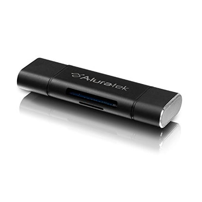 Aluratek USB-C and USB 3.1 SD & MicroSD Card Reader, 2-in-1 Memory Card Reader with Dual Connectors, Compatible with Laptop, PC, MacBook, and Other USB Devices - AUCRC300F