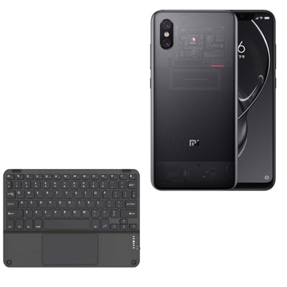 BoxWave Keyboard Compatible with Xiaomi Mi 8 Explorer - SlimKeys Bluetooth Keyboard with Trackpad, Portable Slim TouchPad - Jet Black