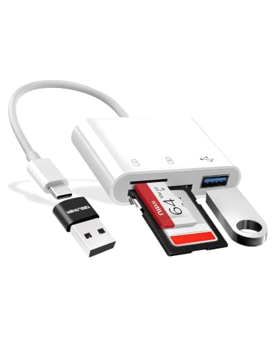 USB C SD Card Reader for iPhone iPad, Teslniher Micro SD Card Reader Memory Card Reader with USB 3.0 Port for iPhone 16 15 iPad Pro Air MacBook Pro/Air iMac USB C Phone Tablet, Plug and Play - size: 3 Slots