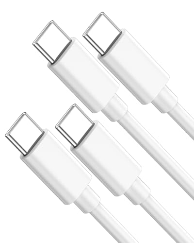 1.5 ft/Short USB C to USB C Cable,100W USBC to C Cable Fast Charging | 2-Pack Type C Fast Charger Cord for Samsung Galaxy S25 S24 S23, iPhone 17 16 15 Pro Max Plus, MacBook Neo/Pro/Air, iPad Pro - color: White, size: 1.5ft