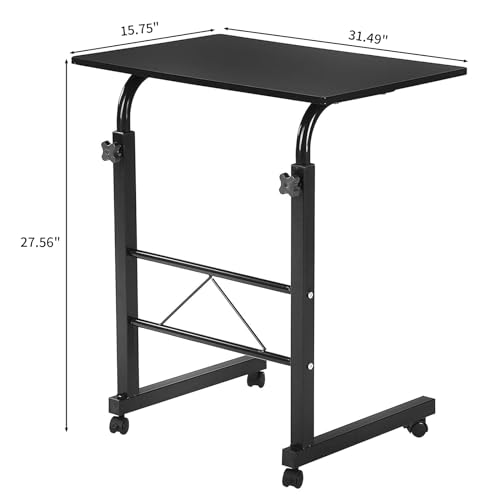 Karl home Side Table Mobile Standing Desk, 31.50" L x 18.11" W, Black | Adjustable Height, Portable Laptop Table, TV Tray Computer Workstation, Sofa Bed Table, For Home Office - size: 31.5"
