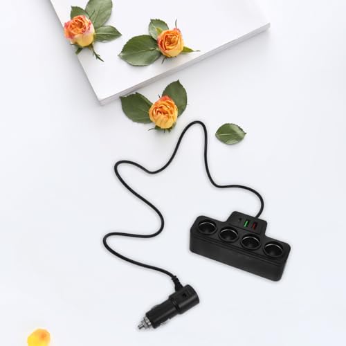 Mobestech Fast Charging Car Adapter with USB C Port and Pd 4-Port Vehicle Power Splitter for Phones and Multiple Devices Compact Car Charger