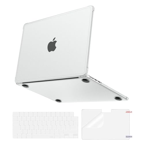 MOSISO Anti-Crack Case for MacBook Air 13 inch M5 M4 M3 M2 2026-2022 | 3 in 1 Kit Anti-Fingerprints Reinforced TPU Bumper Hard Shell for MacBook Air 13.6, A3449 A3240 A3113 A2681, Matte Clear - color: Matte Clear