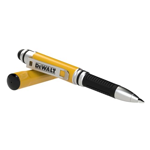 DEWALT Heavy Duty 3-in-1 Mini Stylus Pocket Pen, Tablet Pens for iPad, EDC Touch Screen Pens, Ballpoint w/Touchscreen Tip, Keypad Tip, Compatible iPhone Stylus Pen, Extra Ink Cartridge