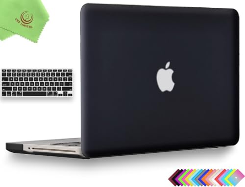 UESWILL 2in1 Smooth Soft Touch Matte Hard Shell Case with Silicone Keyboard Cover Compatible with MacBook Pro 13 inch with CD-ROM (Non-Retina) (Model A1278) + Microfibre Cleaning Cloth, Black - color: Black, size: MacBook Pro 13" (CD-ROM)