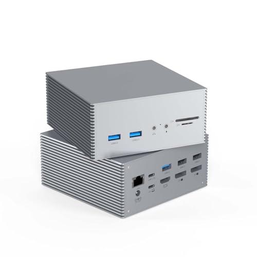 Tiergrade Upgraded Universal USB-C 4K Triple Display Docking Station with Charging Support for MacBook Pro & Windows Type C Systems (2 4K DP, HDMI, 6 USB Ports, 60W USB PD),Extended Display for macOS - size: Triple Display-4K-60W