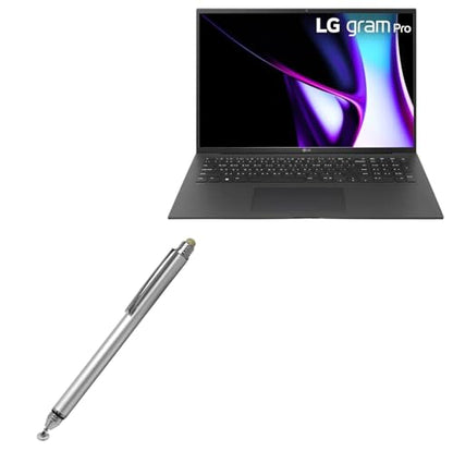 BoxWave Stylus Pen Compatible with LG gram Pro Thin and Lightweight Laptop (17 in) - DualTip Capacitive Stylus, Fiber Tip Disc Tip Capacitive Stylus Pen - Metallic Silver