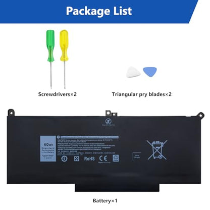 DJW F3YGT Battery Replacement for Dell Latitude 14 7000 7480 7490/13 7000 7380 7390 P29S002/12 7000 7280 7290 Series 0DM3WC DM3WC DM6WC 2X39G KG7VF V4940 451-BBYE 453-BBCF - size: F3YGT