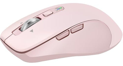 CITLLA Wireless Bluetooth Mouse (USB + BT1 + BT2), Full Size Mouse, 4-Way Scrolling, Multi-Device Silent for Computer, Laptop, iPad, MacBook (Pink) - color: Pink