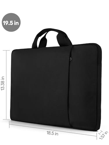 UPERFECT Laptop Sleeve 19.5-inch for Laptop/Portable Monitor/Notebook/Tablet with Large Capacity Side Pockets & Durable Handle-Waterproof/Shockproof-Padded Compartments-Zippered Accessory Storage - size: 19"
