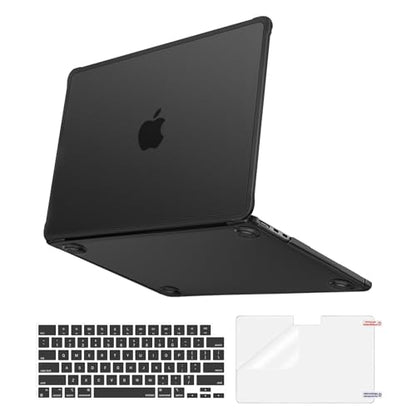 MOSISO Anti-Crack Case for MacBook Air 13 inch M5 M4 M3 M2 2026-2022 | 3 in 1 Kit Anti-Fingerprints Reinforced TPU Bumper Hard Shell for MacBook Air 13.6, A3449 A3240 A3113 A2681, Black - color: Black