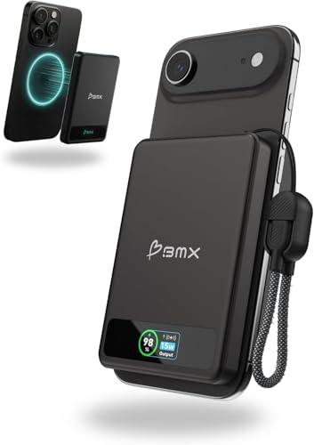 5K Magnetic Power Bank, Silver, Qi2 Certified 15W Wireless Charger, LCD Display, Ultra-Slim Solid-State Battery Pack for iPhone 17/16, Lightweight Travel, USB-C Portable (Black) - color: Black