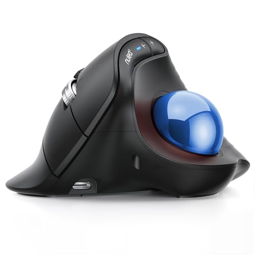 Nulea M514 Vertical Trackball Mouse, Ergonomic Wireless Thumb-Control Mouse with Quiet Clicks, 3 Device Connection (Bluetooth & USB Receiver), Rechargeable for PC/Mac/Laptop/Tablet,Blue - color: B-Blue