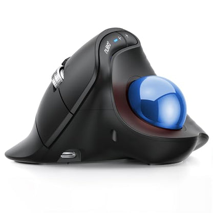 Nulea M514 Vertical Trackball Mouse, Ergonomic Wireless Thumb-Control Mouse with Quiet Clicks, 3 Device Connection (Bluetooth & USB Receiver), Rechargeable for PC/Mac/Laptop/Tablet,Blue - color: B-Blue