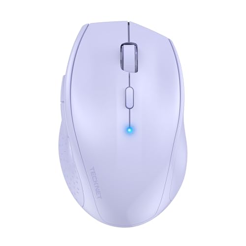 TECKNET Bluetooth Mouse, Wireless 6 Buttons 2-Yr Battery, Lavender | BT 5.0/3.0, 6-Level DPI to 4800, Wide OS Compatible, Ergonomic for M/L Hands, Extended Battery - color: Lavender