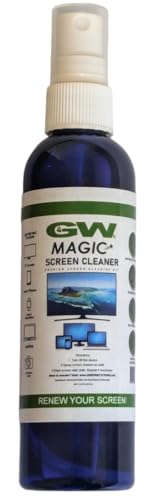 GW Deluxe Magic Screen Cleaner Kit for Ultra HD 4k HDR OLED TV, Laptop and Tablet Screens with 2 Premium Microfiber Cloths and Larger Spray Bottle