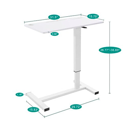 Naomi Home Adjustable Overbed Table with Charging Station, Rolling Hospital Bedside Table with Wheels, Height Adjustable Bed Desk for Laptop, Meals & Recovery Care White - color: White