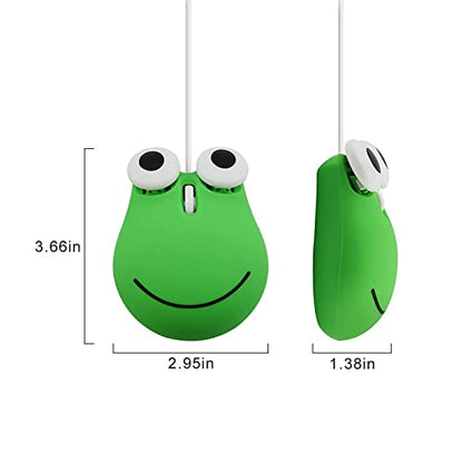 Sokelinn-six Wired Cute Mouse, USB Wired Mause for Kids with Lovely Cartoon Shaped, 1600PDI 3 Buttons Ergonomic Mini Mice for PC Laptop Desktop (Green Frog) - color: Green Frog