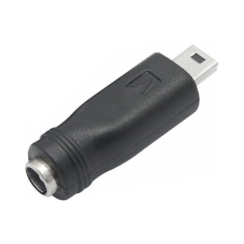 DC Barrel Jack to Mini USB Adapter (5-Pack), 2.1 x 5.5mm Female to Mini USB Male Power Converter for Supplying Mini-USB Devices from DC Source - style: DC to USB Mini