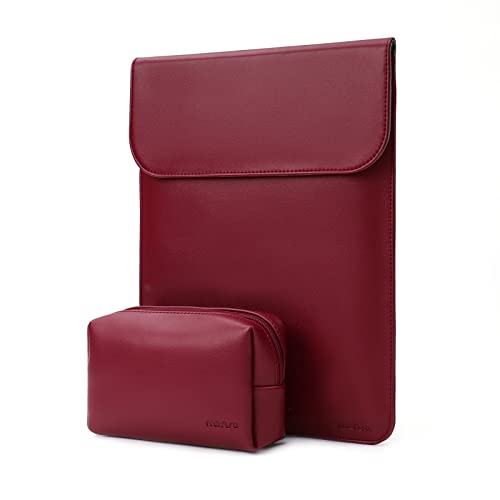 MOSISO Laptop Case 13.3 inch, 13-13.3 inch Laptop Sleeve Compatible with MacBook Neo 13 A18 Pro A3404 /Air 13/Pro 13/Pro 14 M5 M4 M3 M2 M1, Faux Suede Leather Case with Small Bag, Wine Red - color: Wine Red