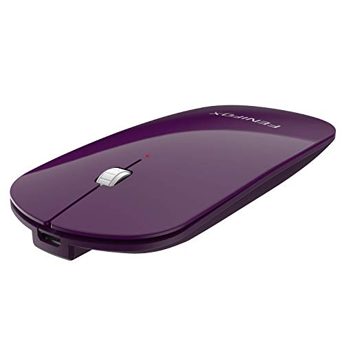 FENIFOX Bluetooth Mouse Slim, Whisper-Quiet Mini Flat Portable Mobile Mice Rechargeable Compatible with Laptop,PC,Android Windows Tablet - Deep Purple - color: Deep Purple