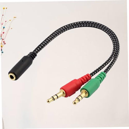 HOMSFOU 3pcs Female to Male Headset Splitter Cable Adapter for Audio Dual Ports for Headphones and Microphone Compatible Laptops and Mobile Devices Stereo Audio Cable