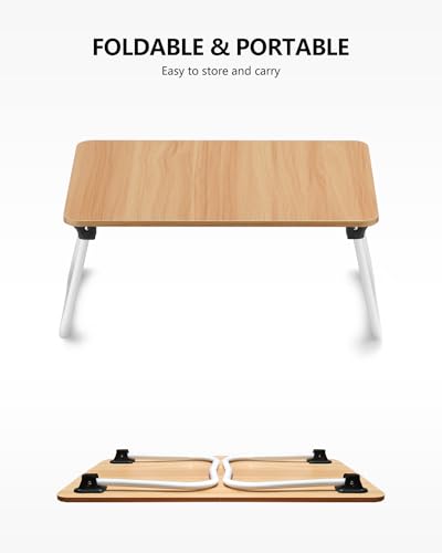 ZEAPTAC Laptop Bed Desk, Foldable Lap Desk, Portable Laptop Stand, Lightweight & Mini Table for Breakfast/Picnic/Drawing/Couch/Floor - Wood - color: Wood