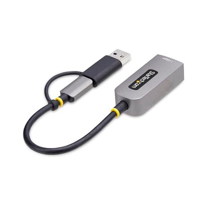 StarTech USB-C to GbE Ethernet Adapter, 10/100/1000Mbps, USB-A Dongle | USB GbE Adapter, 6in/15cm Attached Cable, Status LEDs, C21GA-USB-ETHERNET - color: Space Gray, size: 1Gbps, style: USB-C & USB-A