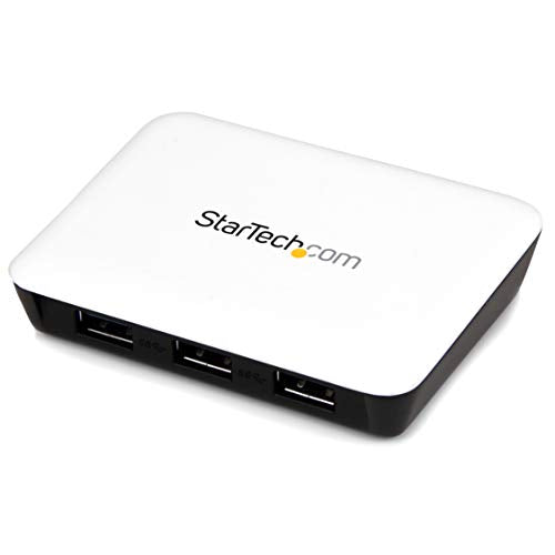 StarTech USB 3.0 to Gigabit Ethernet NIC, Network Adapter (ST3300U3S) | USB 3 Ethernet Adapter, 3 Port Hub, White, USB Charging Hub - color: White, style: w/ 3 USB Ports