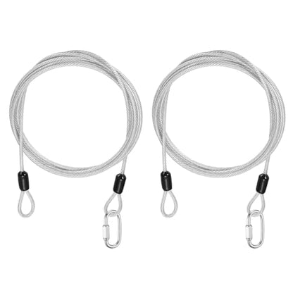 PATIKIL Security Cable Lock (1/8" Dia 4.9ft, Clear)(2 Set) Vinyl Coated 304 Stainless Steel Double Loop Flexible Wire Rope Safety Cable with Quick Links Locking Connectors - color: Clear, size: 4.9ft x 1/8"