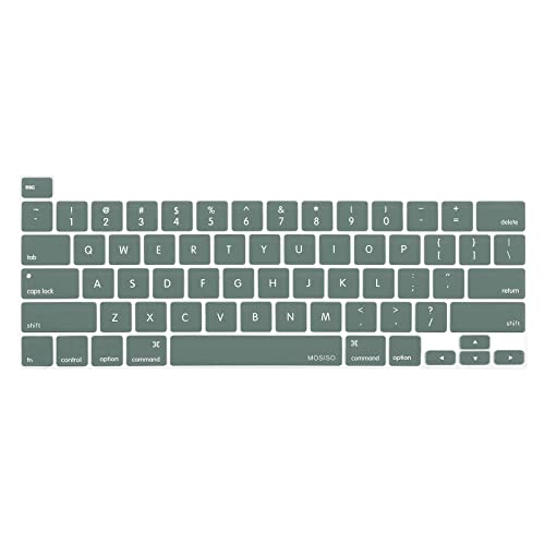 MOSISO Keyboard Cover Compatible with MacBook Pro 13 inch M2 M1 | 2023-2020 A2338 A2289 A2251&Compatible with MacBook Pro 16 2020 2019 A2141 Touch ID, Protective Silicone Skin, Midnight Green - color: Midnight Green