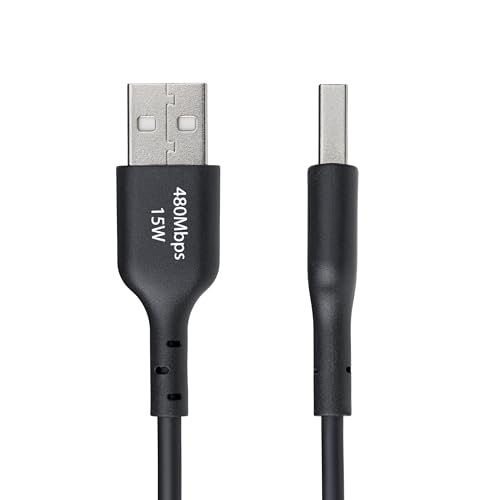 StarTech 3ft/91cm USB-A to USB-C Charging Cable, 3A, Black (USB2AC3FBKE) | USB 2.0 480Mbps, TPE jacket, Male to Male, Aluminum braided shield, 15W, Charge and Sync - color: Black, size: 3 ft, style: 1-Pack