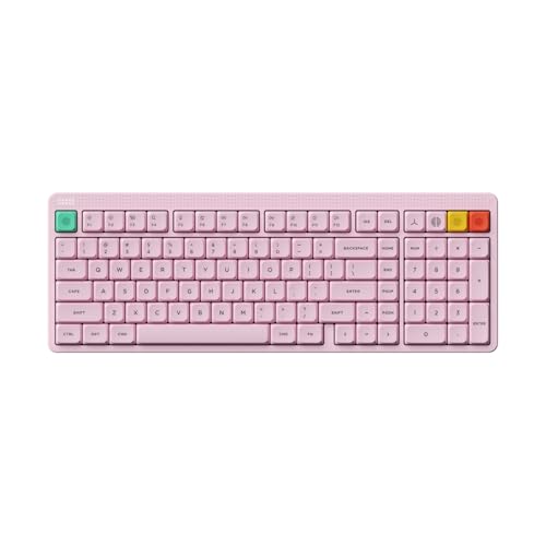 NuPhy Node100 Wireless Mechanical Keyboard, Hot Swappable Custom Low Profile Keyboard, 103 Keys Computer Gaming Keyboards, Supports Touch Gestures, PBT Keycaps, RGB Backlit, Bluetooth/2.4GHz/USB-C - color: Pink, size: Low-profile Brown Nano Switch