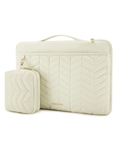 BAGSMART Laptop Case with Handle, Puffy Padded Laptop Bag Sleeve for Women, Portable MacBook Air/Pro Computer Case, 15-16 inch, Beige - color: Beige, size: 15-16 inch