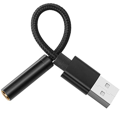 USB to 3.5mm Jack Audio Adapter, USB to Headphone Jack Adapter Cable with TRRS 4-Pole Mic-Supported, External Stereo Sound Card for Headphone, Mac, PS4, PC, Laptop, Desktops