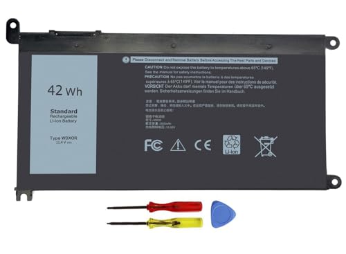 42Wh WDX0R Battery Replacement for Dell Inspiron 13 15 5000 7000 Series | 7573 5570 7579 7378 5567 5565 5379 Latitude 3490 3590 3340 3400 3390 3500 Vostro 5568 P69G P58f P66F WDXOR 11.4V - size: 8*4.5*0.26inch WDX0R