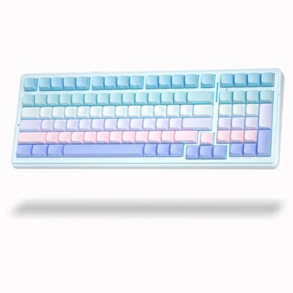 Aula F99 Wireless Mechanical Keyboard, Gasket Hot Swappable, Side Printed PBT Keycaps, RGB Backlit, Creamy Cute Sound Computer Gaming Keyboards, Tri-Mode BT/2.4GHz/USB-C Gaming Keyboard for PC/Tablet - color: Blue Purple
