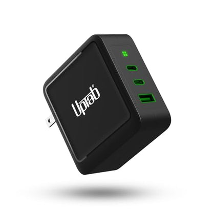 140W USB C GaN Charger UPTab, Dual USB-C + USB-A Fast PD 3.1 Power Adapter for MacBook Pro/Air, iPhone 17/Pro/Max, iPad, XPS – Compact Wall Charger with LED