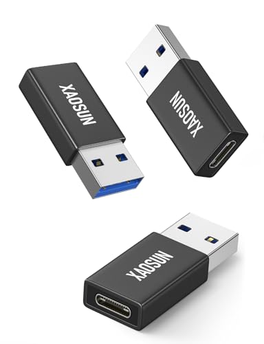 XAOSUN 10Gbps USB to USB C Adapter 3 Pack, 3.1 USBC Female to USB Male Adapter, One-Sided SuperSpeed Data Sync, 100W Fast Charging for iPhone 16 15 14 13, Laptop, Charger, Quest Link, etc, Black - color: Black-3Pack