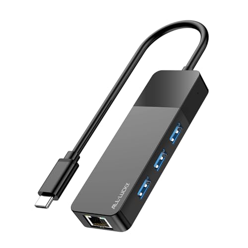 USB C to Ethernet Adapter, 3xUSB 3.0 and 1000M RJ45 Network Hub for Laptop | Type-C to RJ45 Gigabit Ethernet+ 3 USB-A ports for mouse/keyboard. Plug & Play for MacBook, Dell, Surface (USB-C phones/iPad) - size: 0.9FT -USB C to Ethernet Adapte
