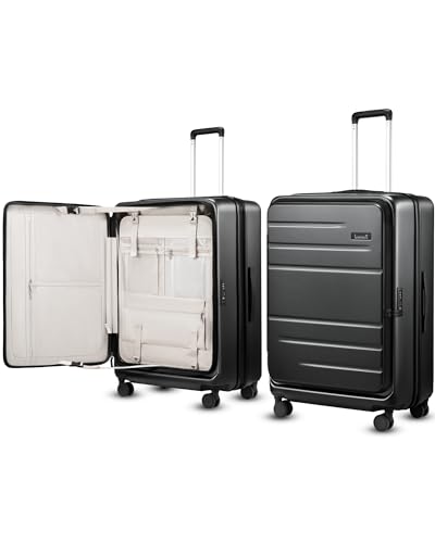 LUGGEX Checked Top Opening Expandable Suitcase, Black, 28" | Checked Luggage, Top Opening Design, 100% PC Hard Shell, Expandable Storage, TSA Approved Lock, 105L-115L Capacity, FX-Core - color: Black, size: Checked Bigger 28-Inch