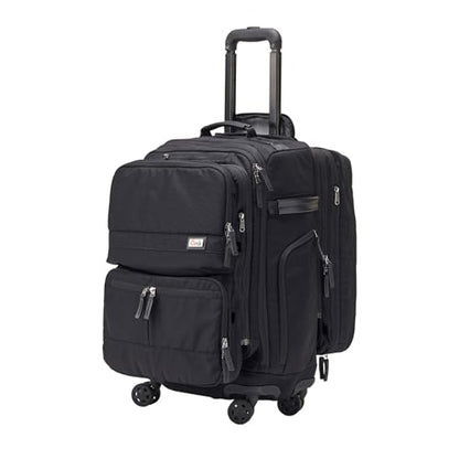 Trilogy Modular System I Modular 4-wheel spinner carry-on, with two zip-off bags! All 3 are Expandable! You get 3 bags in 1! Mix and match; take apart to fit crowded airplane spaces (Black) - color: Black