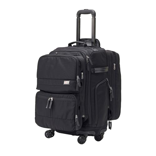 Trilogy Modular System I Modular 4-wheel spinner carry-on, with two zip-off bags! All 3 are Expandable! You get 3 bags in 1! Mix and match; take apart to fit crowded airplane spaces (Black) - color: Black