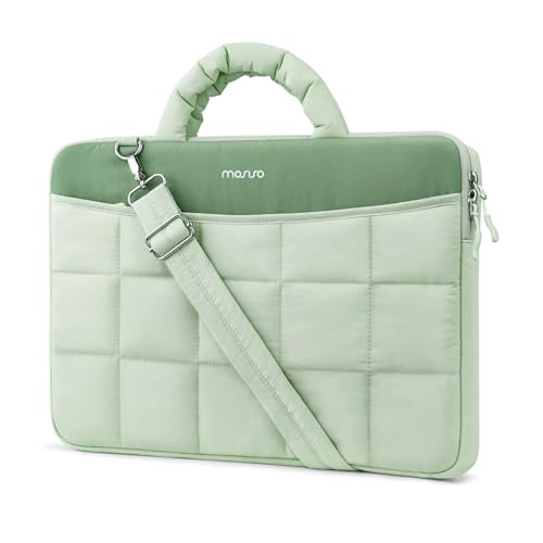 MOSISO Laptop Bag for Women, 15-15.6 inch Rectangle Shoulder Bag with Trolley Sleeve, Green
