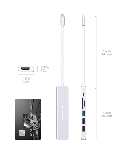 LENTION 7-in-1 USB C Hub, 4K@60Hz HDMI, 100W PD, Card Reader, USB 3.0 & 2.0 | Plug and Play, Stable Driver 3.0 Certified, for macOS, iOS/iPadOS, Windows & ChromeOS (CB-CE18, Silver) - color: Silver