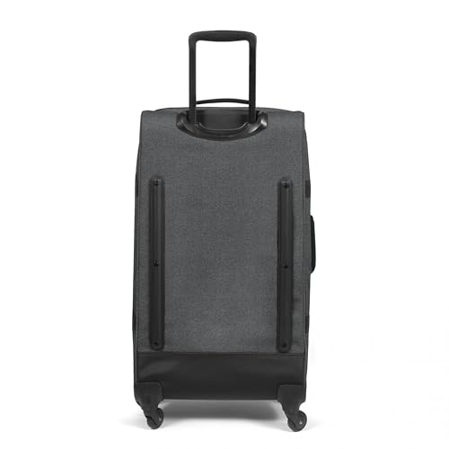 EASTPAK TRANS4 L – 80L Large Checked Luggage Bag, Two Compartments, TSA Lock, 360° Spinner Wheels, and Telescopic Handle, Black Denim - color: Black Denim, size: 80 Liter Checked Bag