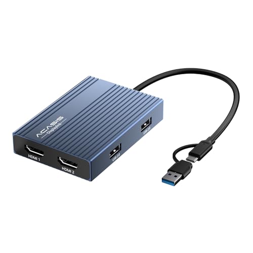 ACASIS USB C to Dual HDMI DisplayLink Adapter for Mac M1/M2/M3/M4/Windows | USB C DisplayLink Docking Station with 2HDMI 4K@60Hz, 3USB-A Ports, 100W PD Charging ,USB A/C to Dual Monitor,Grey - color: Gray